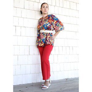 Anthropologie Essential Crop Flare Red Pull On Pant Size Small